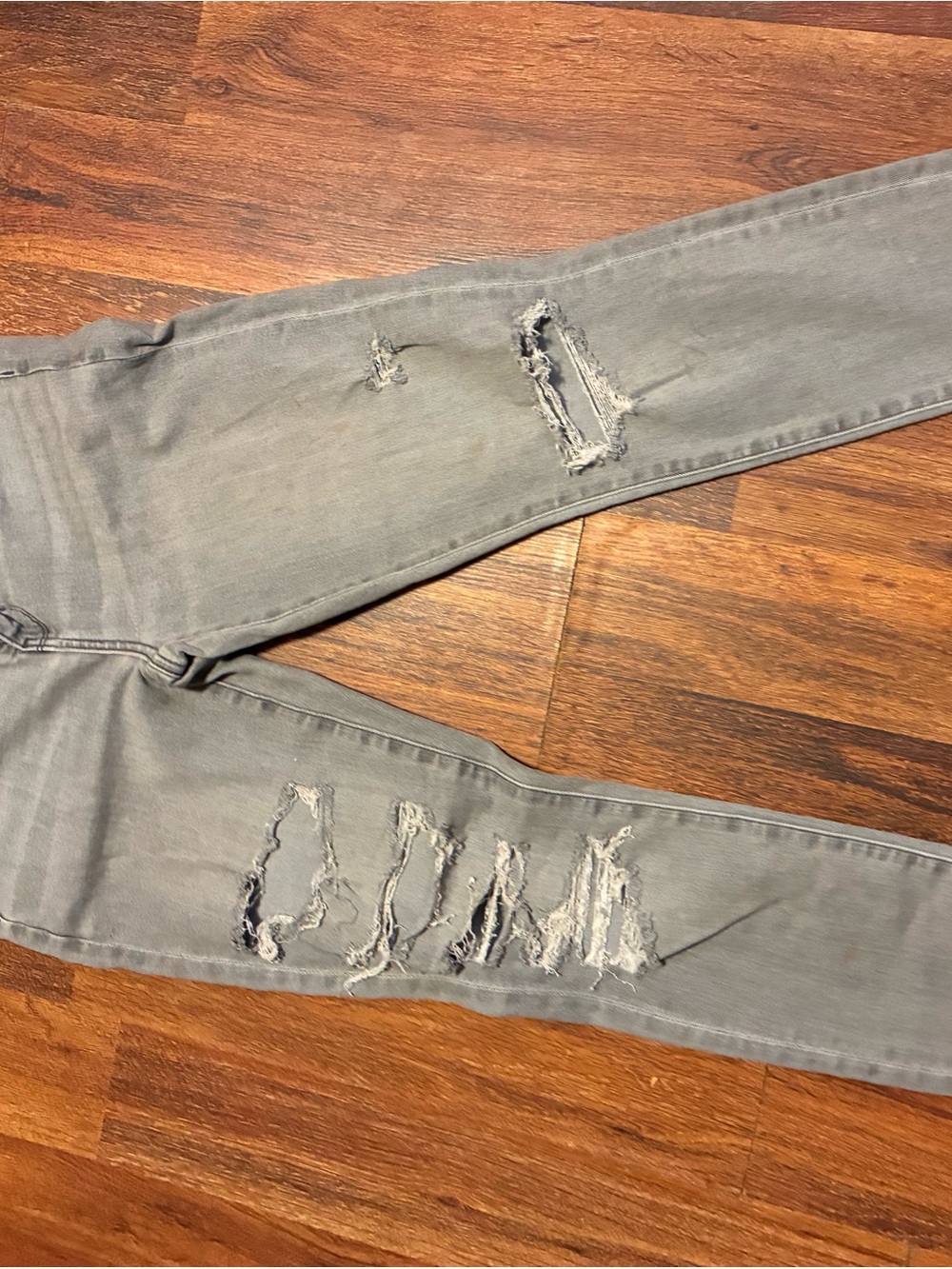 American Eagle Gray Denim Jeans Waistband Detail